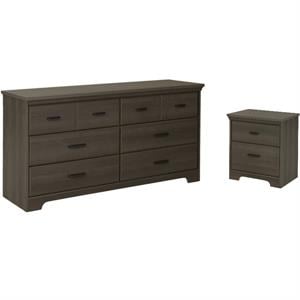 Home Square 2 Piece Bedroom Set with Dresser and Nightstand in Gray Maple