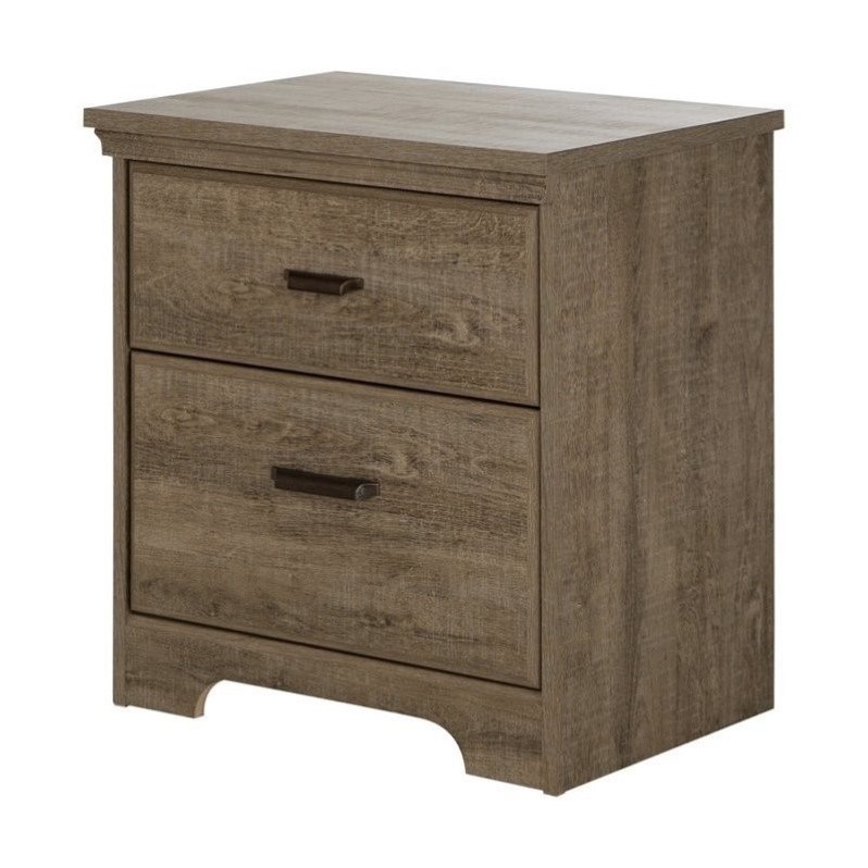2 Piece Nightstand and Dresser Bedroom Furniture Set in Weathered Oak