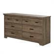 3 Pieces Wood Dresser and 2 Nightstands Bedroom Set in Oak & Antique Handles