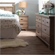 3 Pieces Wood Dresser and 2 Nightstands Bedroom Set in Oak & Antique Handles
