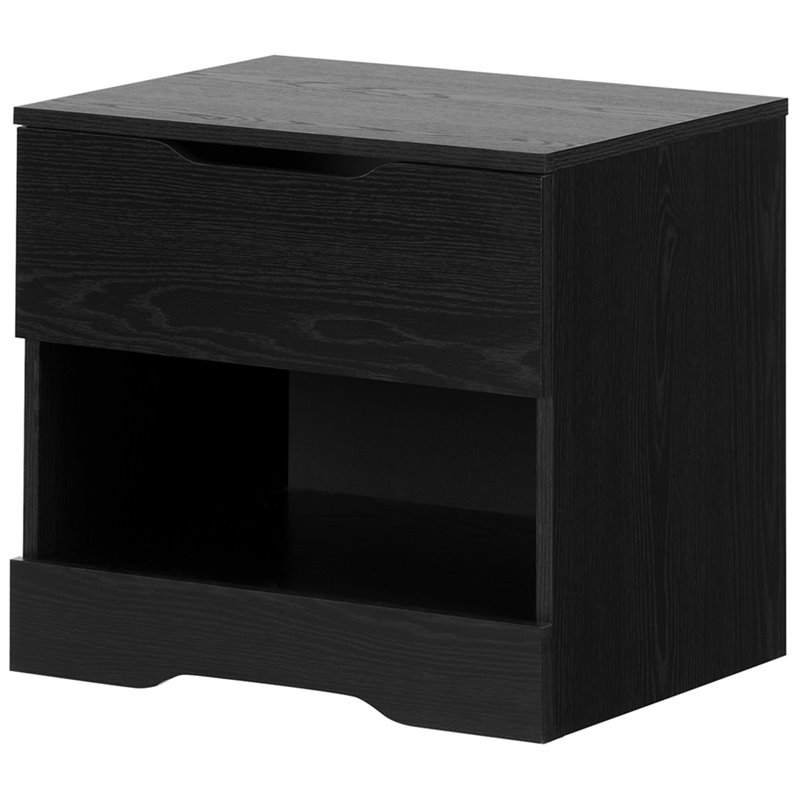 6 Drawer Double Dresser and 1 Drawer Nightstand Bedroom Set in Black Oak