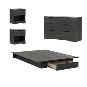 4 piece queen storage platform bedroom set with dresser and 2 nightstand set