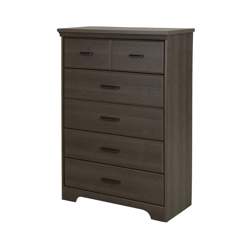 4 Piece Double Dresser Chest Drawers and 2 Nightstands Bedroom Set in Gray Maple
