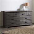 4 Piece Double Dresser Chest Drawers and 2 Nightstands Bedroom Set in Gray Maple