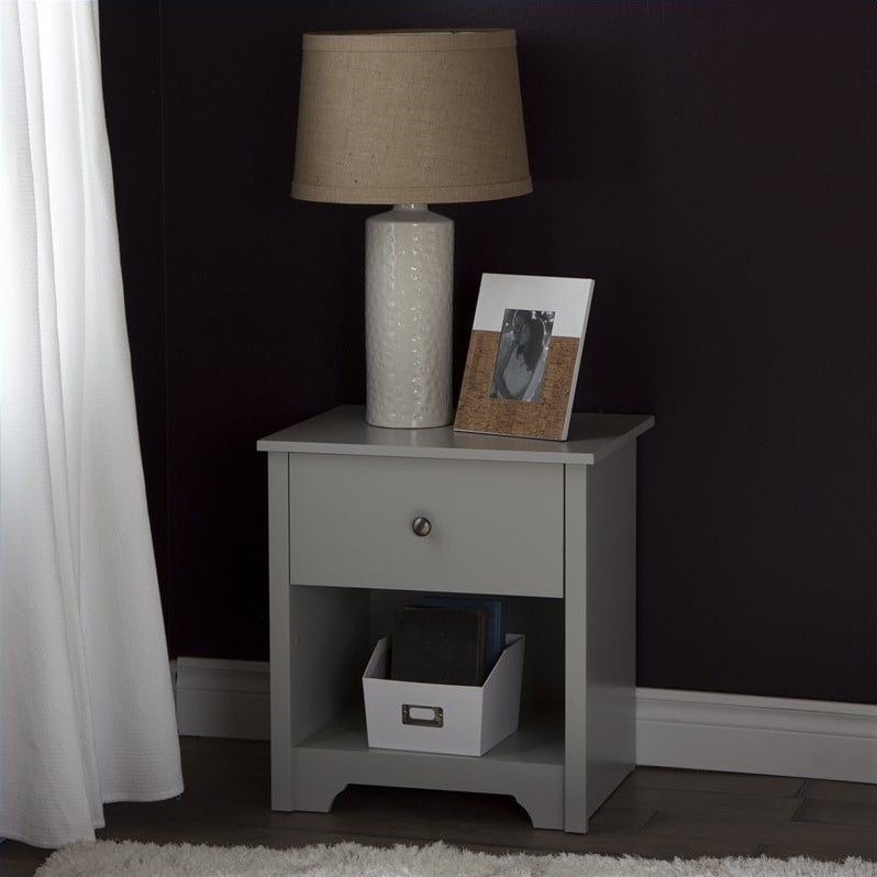 6 Drawer Double Dresser and Nightstand Bedroom Furniture Set in Soft Grey