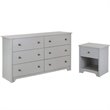 6 Drawer Double Dresser and Nightstand Bedroom Furniture Set in Soft Grey