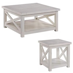 homestyles wood coffee and end table set in white finish - 2 items