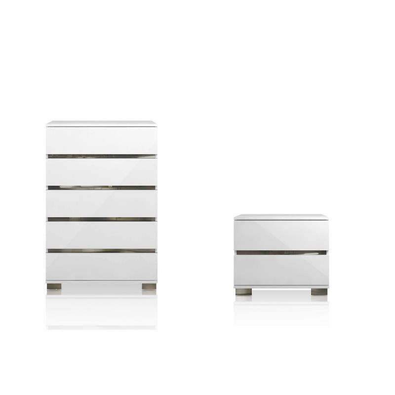 2PC Set with 1 Dresser and 1 Nightstand in White