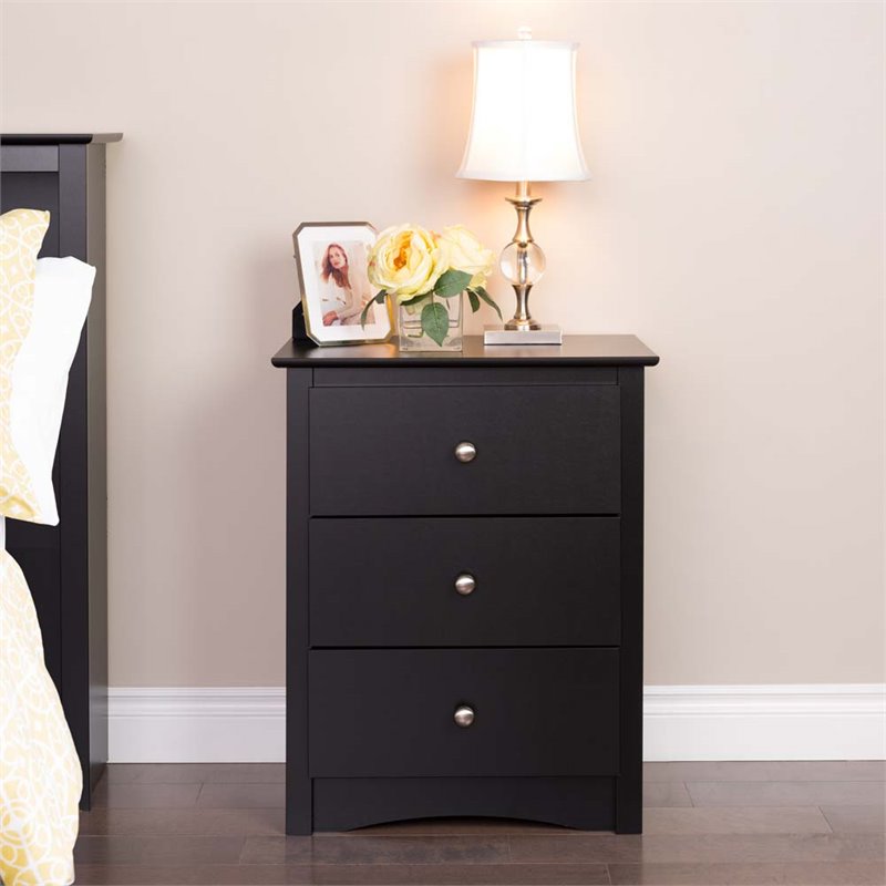 2PC Bedroom Set with 1 Dresser and 1 Nightstand in Black