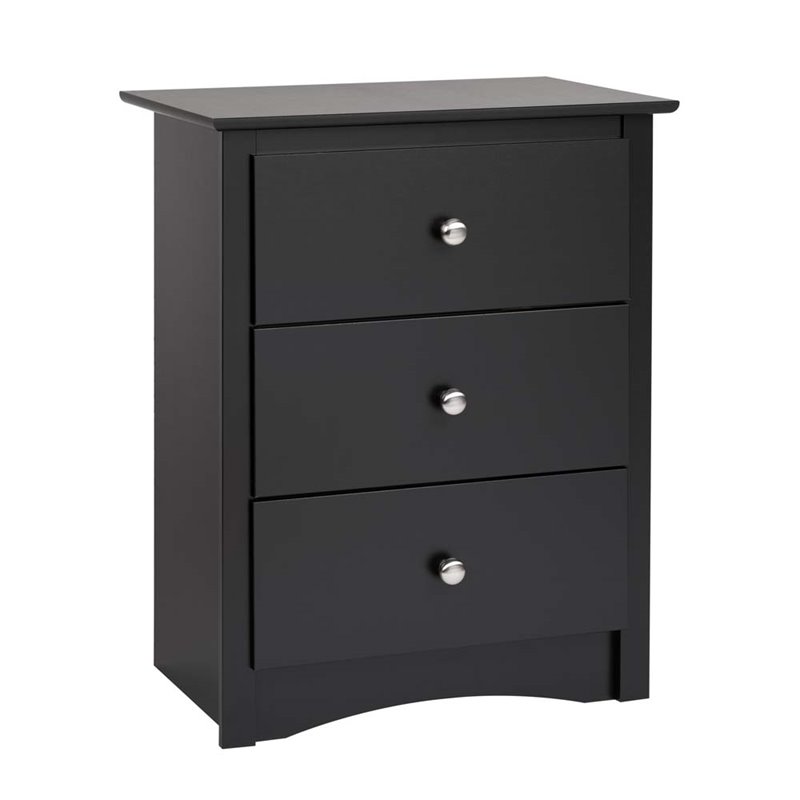 2PC Bedroom Set with 1 Dresser and 1 Nightstand in Black