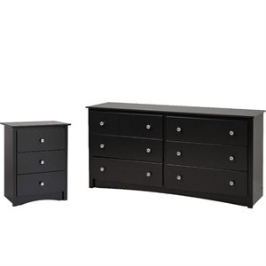 home square modern bedroom set with dresser and nightstand in black