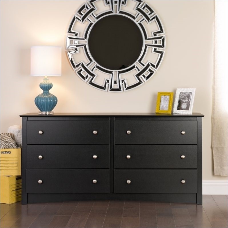 2PC Bedroom Set with 1 Dresser and 1 Nightstand in Black