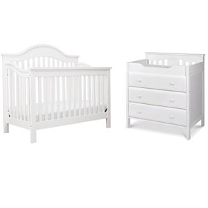 home square 4-in-1 white convertible crib with changing table dresser combo set