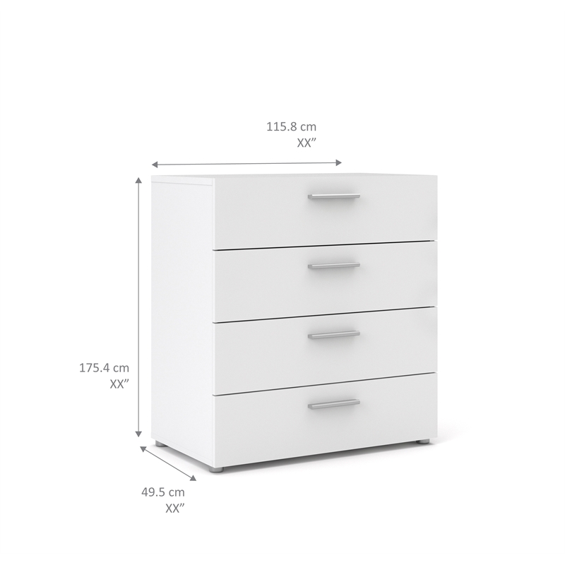 2 Pieces Engineered Wood Set of 8 Drawer Double Dresser & 4 Drawer Chest - White