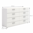 2 Pieces Engineered Wood Set of 8 Drawer Double Dresser & 4 Drawer Chest - White