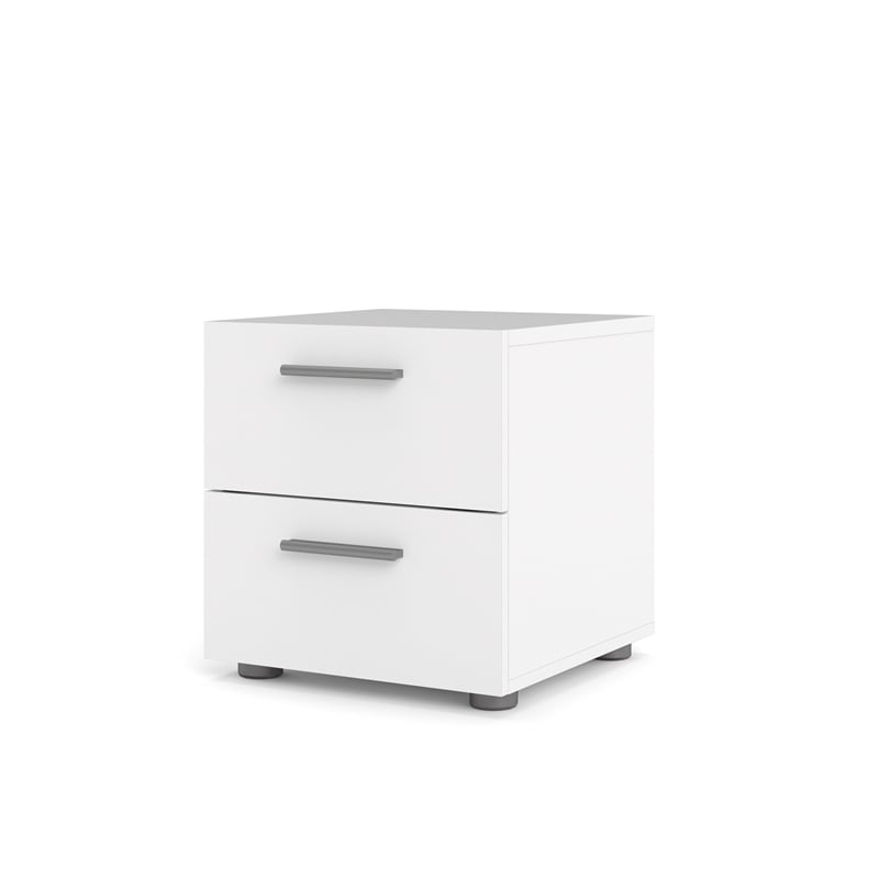 Home Square Engineered Wood White 2psc Double Dresser and Nightstand Bedroom Set