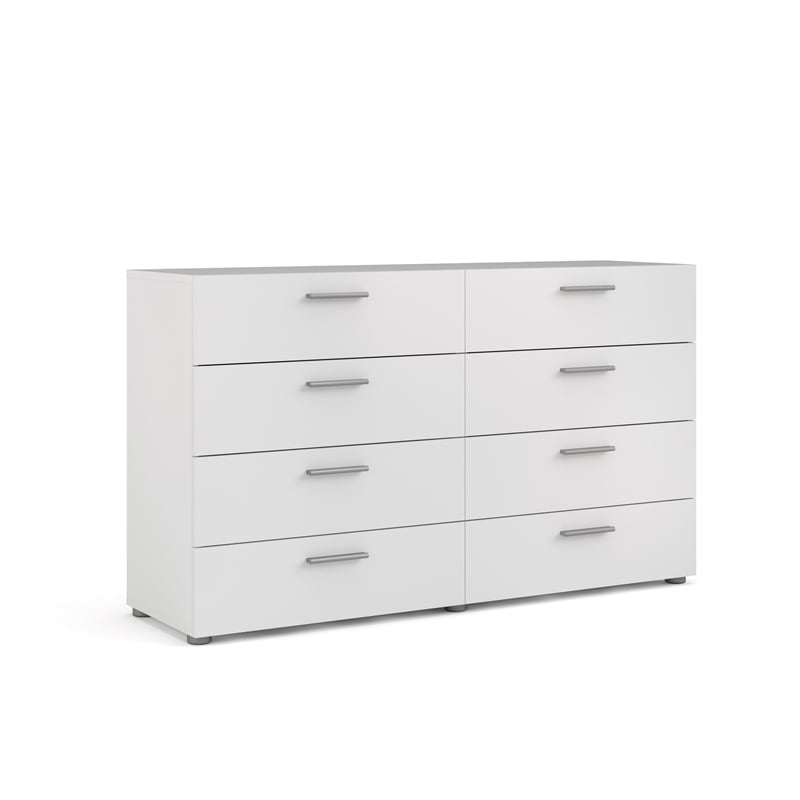 Home Square Engineered Wood White 2psc Double Dresser and Nightstand Bedroom Set