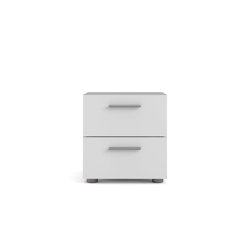Home Square Engineered Wood White 2psc Double Dresser and Nightstand Bedroom Set