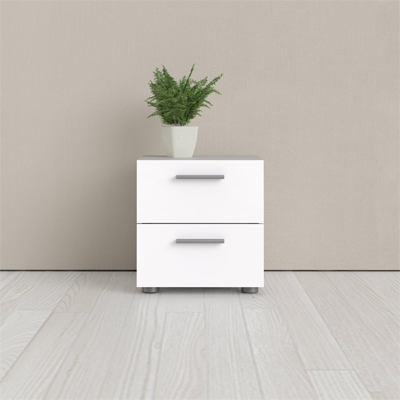 Home Square Engineered Wood White 2psc Double Dresser and Nightstand Bedroom Set