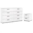 Home Square Engineered Wood White 2psc Double Dresser and Nightstand Bedroom Set