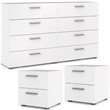 Home Square 3 Piece Double Dresser and Nightstand Bedroom Set in White