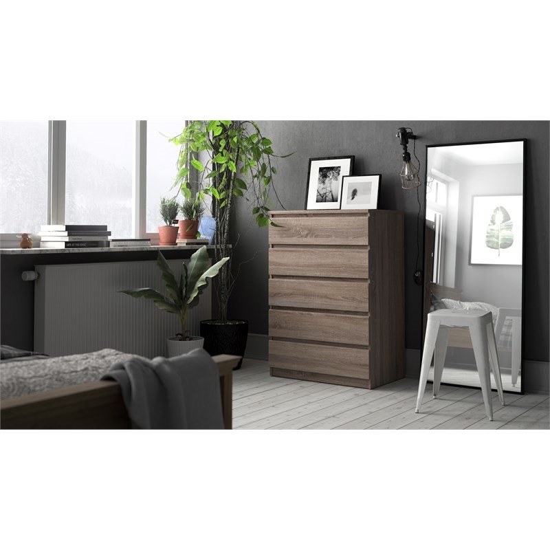 2PC Dresser Set with 1 Double Dresser and 1 Chest in Truffle