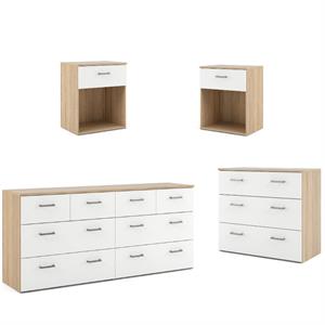 bedroom set in oak and white