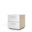 2PC Set with 1 Nightstand and 1 Double Dresser in Oak and White Gloss
