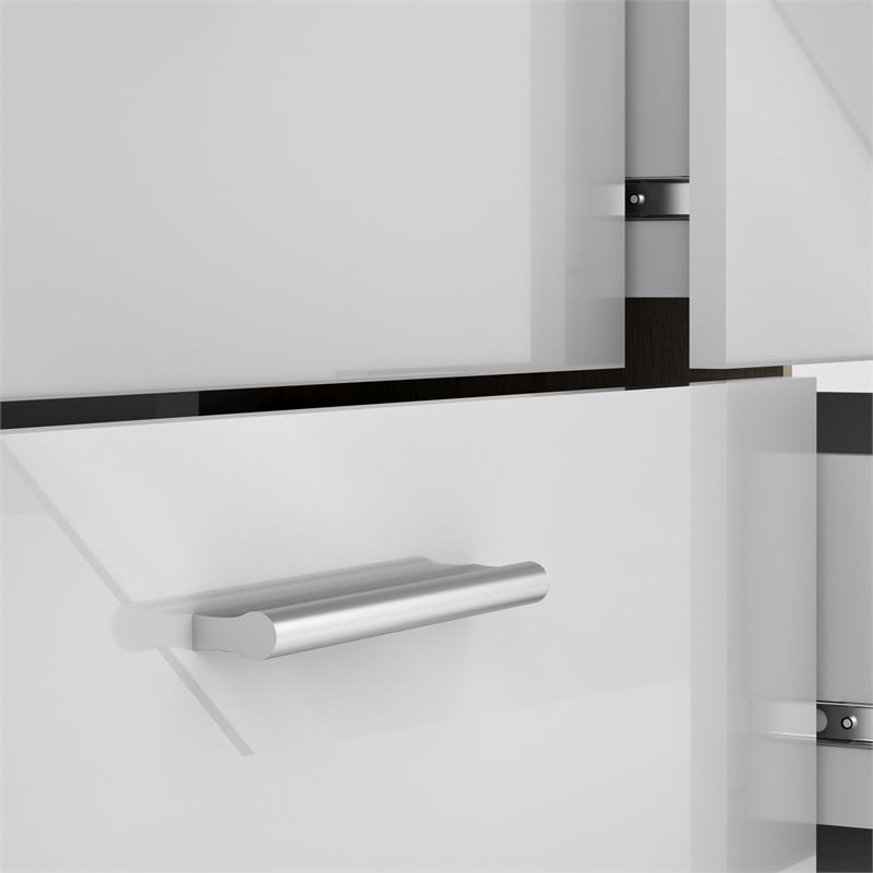 2PC Set with 1 Nightstand and 1 Double Dresser in Oak and White Gloss