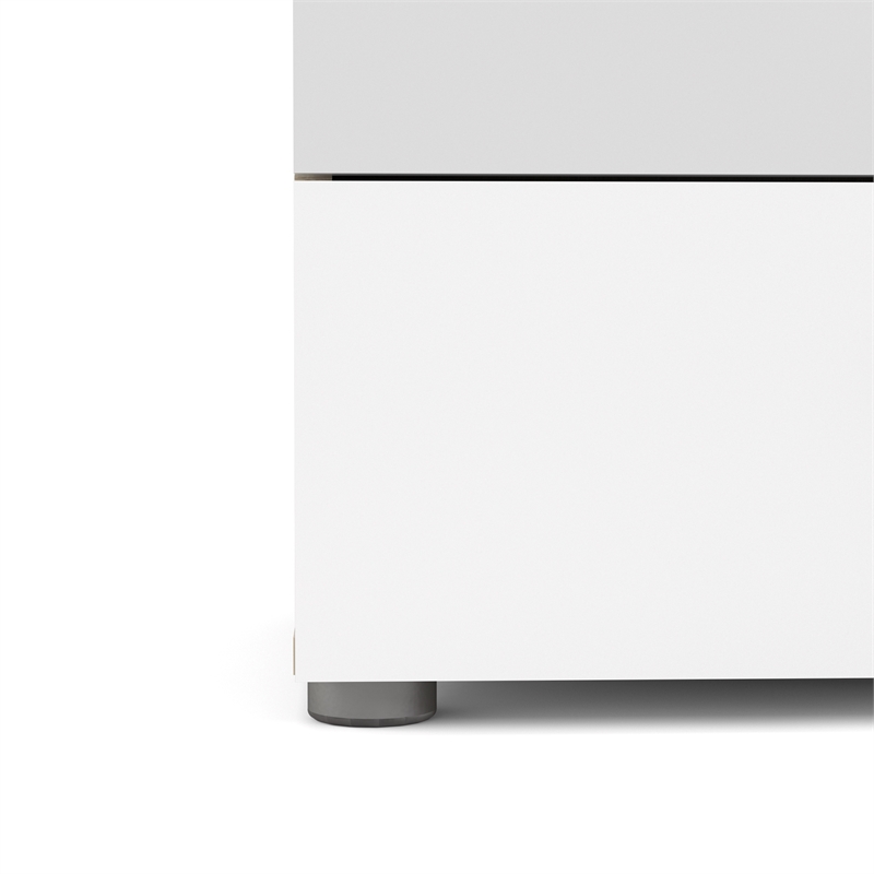 2PC Set with 1 Nightstand and 1 Double Dresser in Oak and White Gloss