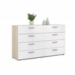 2PC Set with 1 Nightstand and 1 Double Dresser in Oak and White Gloss