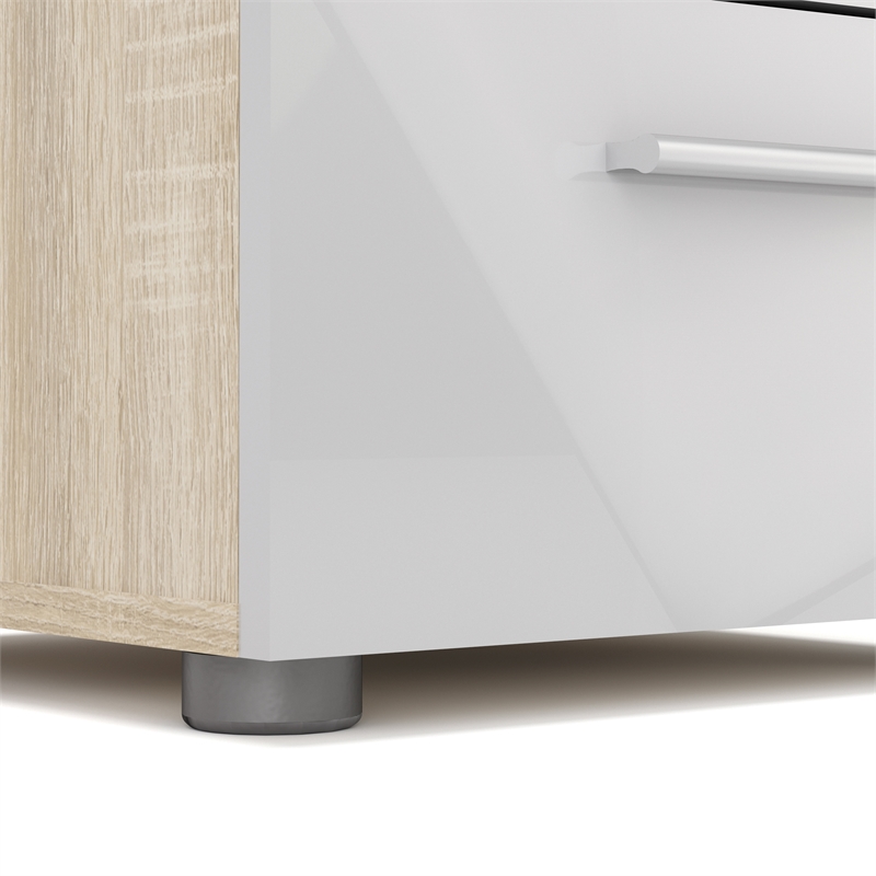 3PC Set Engineered Wood 2 Nightstands and 1 Double Dresser in Oak and White