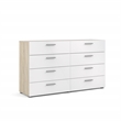 3PC Set with 1 Nightstand 1 Chest and 1 Double Dresser in Oak and White Gloss