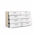 3PC Set with 1 Nightstand 1 Chest and 1 Double Dresser in Oak and White Gloss