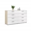 4PC Set Engineered Wood 2 Nightstands 1 Double Dresser & 1 Chest in Oak & White