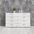 4PC Set Engineered Wood 2 Nightstands 1 Double Dresser & 1 Chest in Oak & White