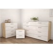4PC Set Engineered Wood 2 Nightstands 1 Double Dresser & 1 Chest in Oak & White