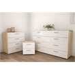 4PC Set Engineered Wood 2 Nightstands 1 Double Dresser & 1 Chest in Oak & White