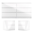 3PC Set Engineered Wood with 2 Nightstands and 1 Double Dresser in White Gloss