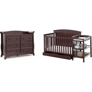 6-drawer double dresser with baby crib and changing table set
