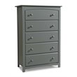 6-Drawer Double Dresser and 5-Drawer Chest Kids Bedroom Set in Slate Gray