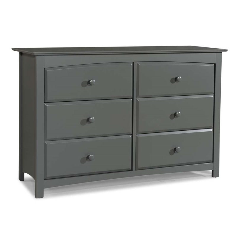 6-Drawer Double Dresser and 5-Drawer Chest Kids Bedroom Set in Slate Gray
