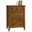 4 Piece Bedroom Set with Dresser Chest and 2 Nightstands in Oiled Oak