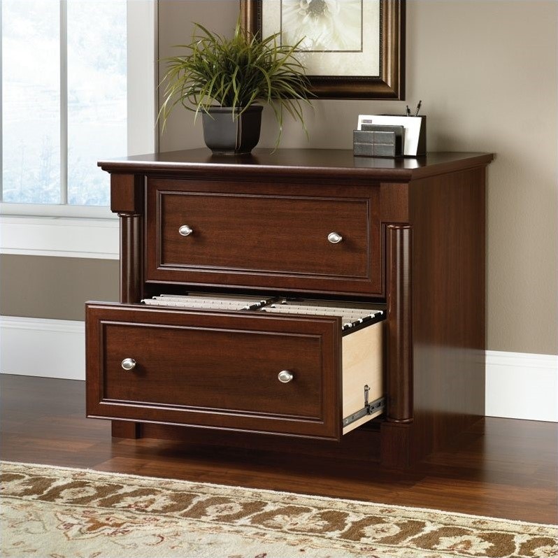 2 Piece Office Set with Computer Desk and File Cabinet in Cherry