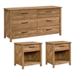 Home Square 3 Piece Wood Brown Bedroom Set with Dresser and 2 Nightstands