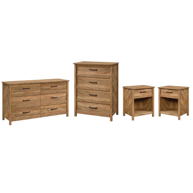 Home Square 4 PC Bedroom Set with Dresser/Chest/2 Nightstand in Sindoori Mango