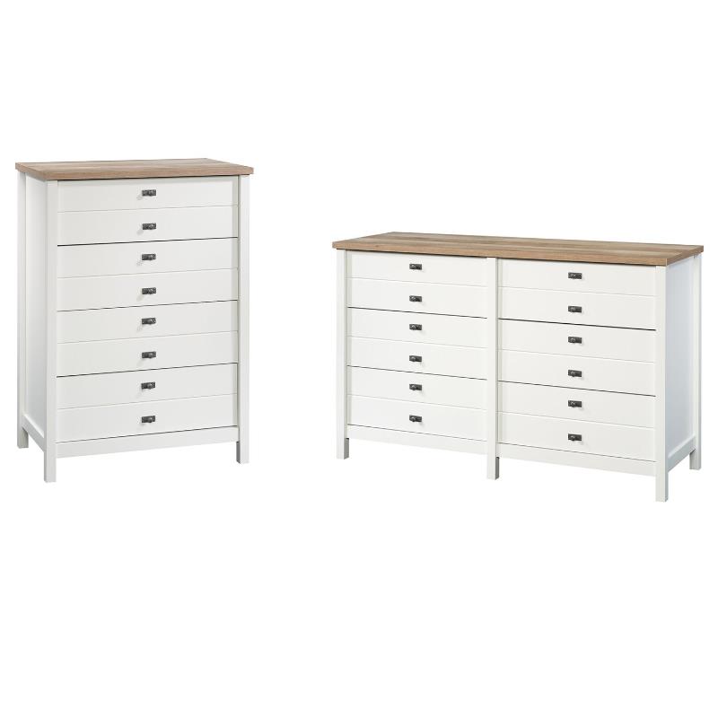 Home Square 2 Piece Bedroom Set with Dresser and Chest in Soft White