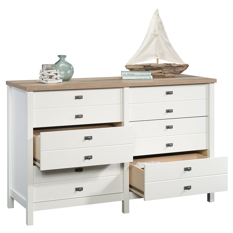 2 Piece Bedroom Set with Dresser and Nightstand in Soft White