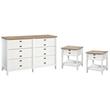3 Piece Bedroom Set with Dresser and 2 Nightstands in Soft White