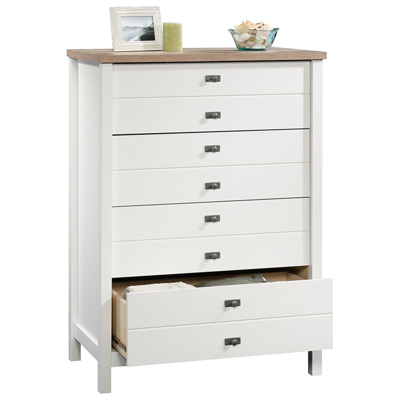 Home Square 3 Piece Bedroom Set with Dresser Chest and Nightstand in Soft White